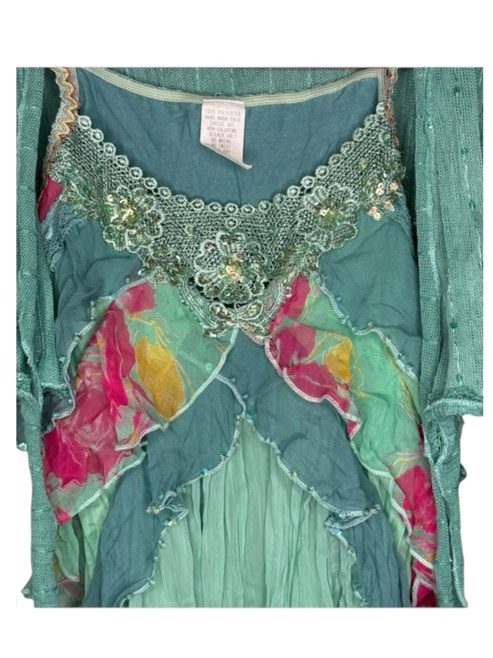 Sara Sara ❤︎︎ Sequin Lace Mermaid Shrug Waterfall Tank Set ❤︎︎ Aquamarine ❤︎︎ 10 - Picture 8 of 16